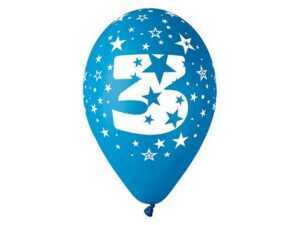 Balónek nafukovací - sada 5ks ČÍSLO "3"